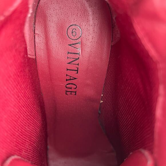 Vintage Brand Dark Red Faux Leather Platform High Heel Ankle Boots Size 6 - Picture 6 of 16